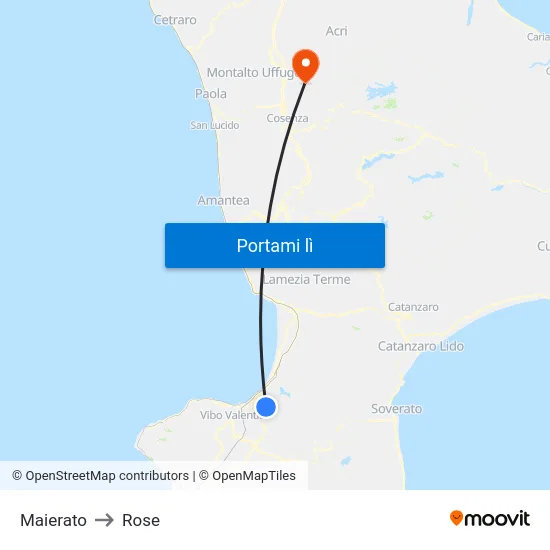 Maierato to Rose map