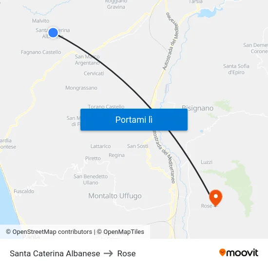 Santa Caterina Albanese to Rose map