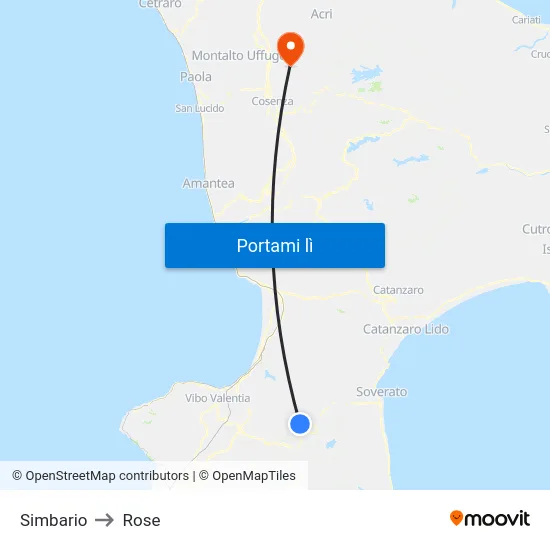 Simbario to Rose map