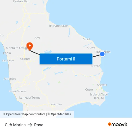Cirò Marina to Rose map