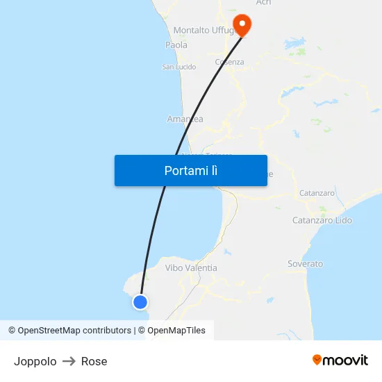 Joppolo to Rose map