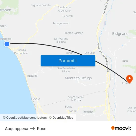 Acquappesa to Rose map