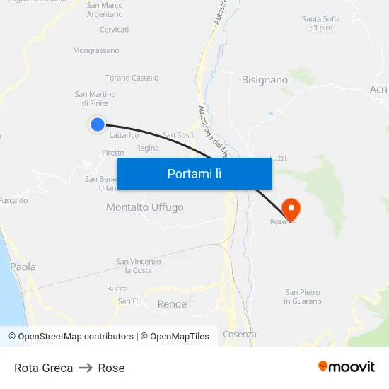 Rota Greca to Rose map