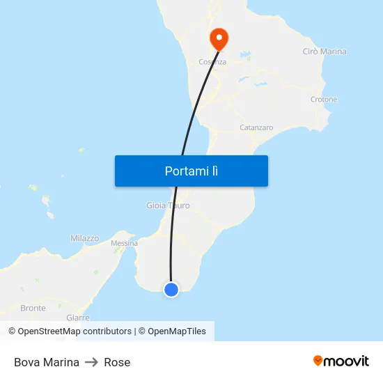 Bova Marina to Rose map