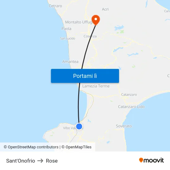 Sant'Onofrio to Rose map