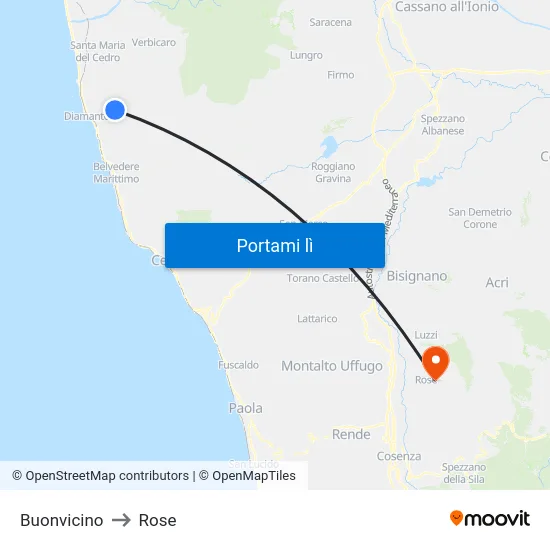 Buonvicino to Rose map