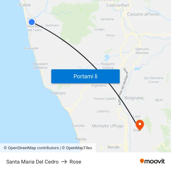 Santa Maria Del Cedro to Rose map