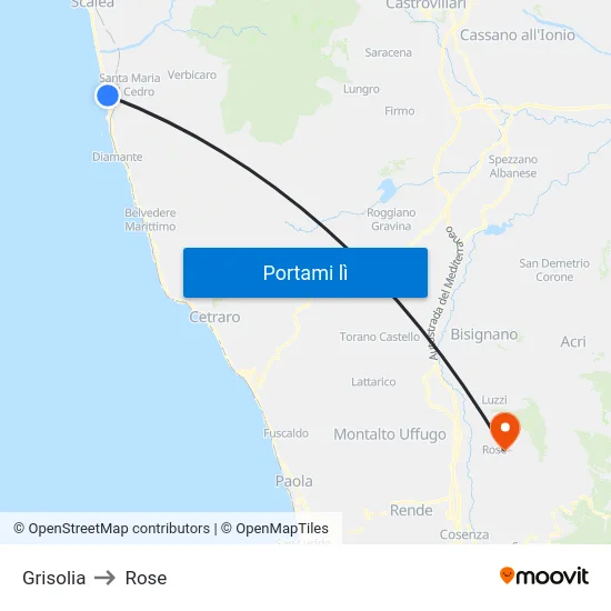 Grisolia to Rose map
