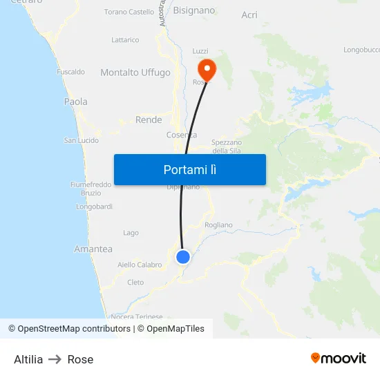 Altilia to Rose map