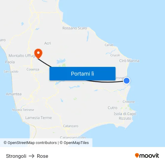 Strongoli to Rose map