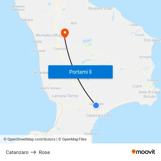 Catanzaro to Rose map