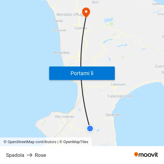 Spadola to Rose map