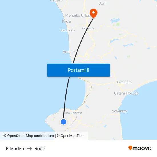 Filandari to Rose map