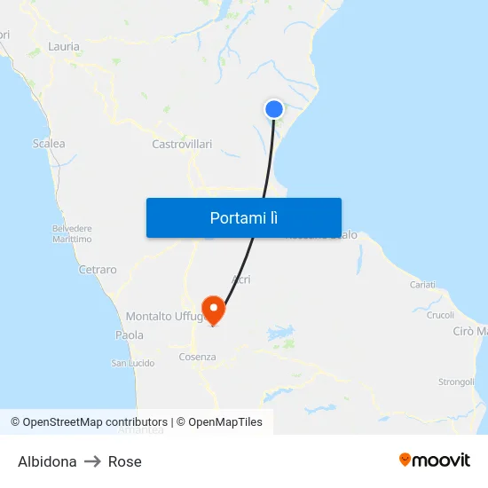 Albidona to Rose map