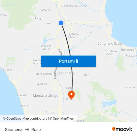 Saracena to Rose map