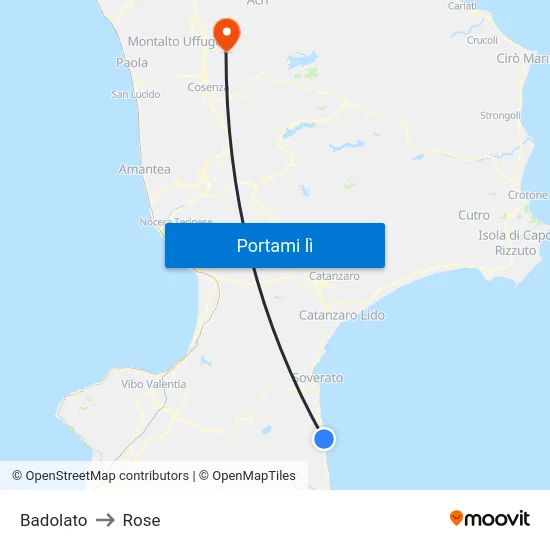 Badolato to Rose map