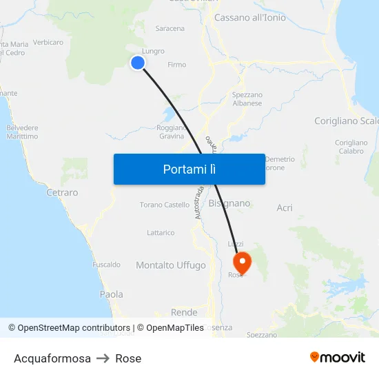 Acquaformosa to Rose map