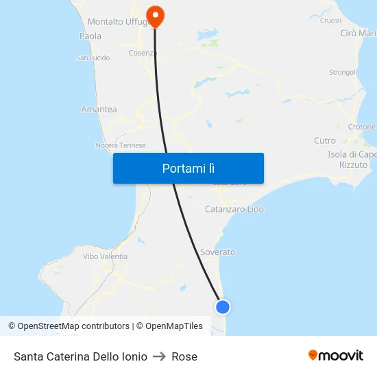 Santa Caterina Dello Ionio to Rose map