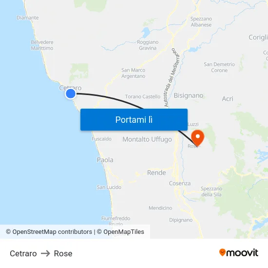 Cetraro to Rose map