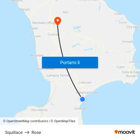 Squillace to Rose map