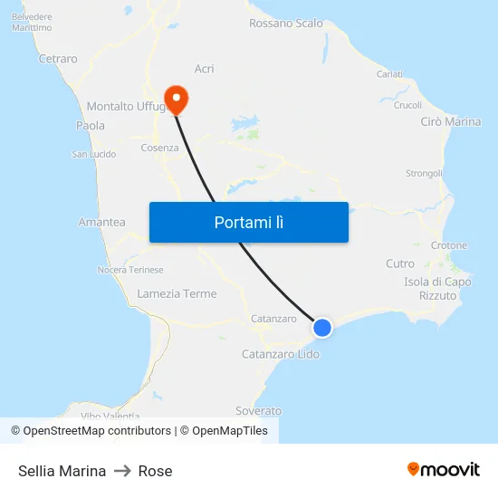 Sellia Marina to Rose map