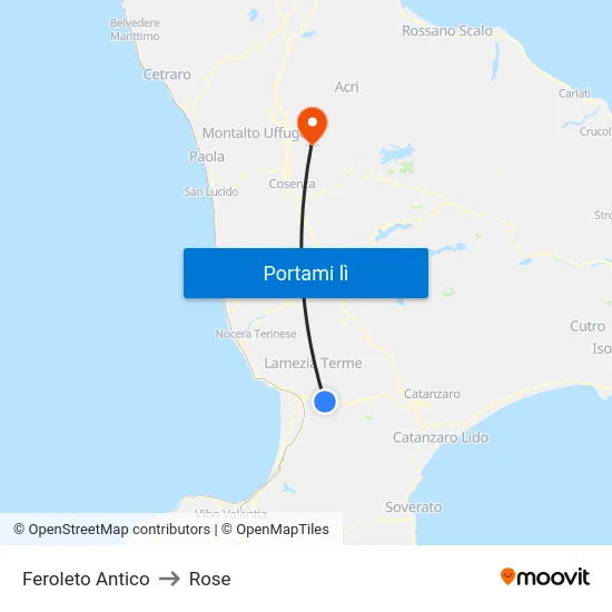 Feroleto Antico to Rose map