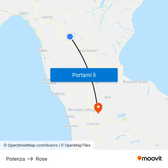 Potenza to Rose map
