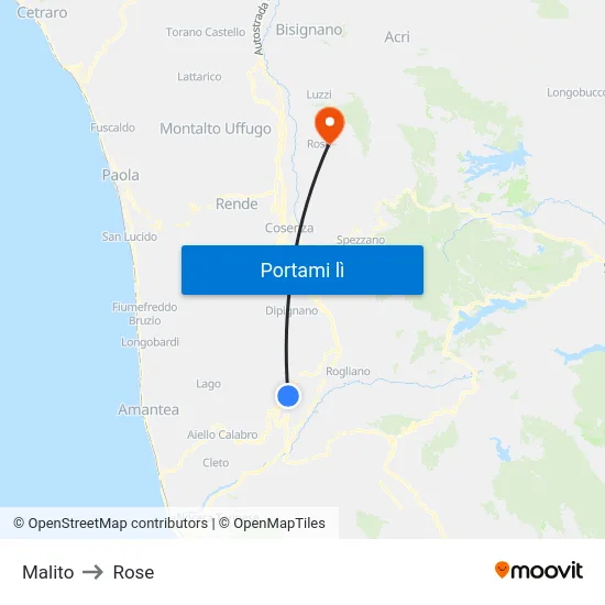 Malito to Rose map