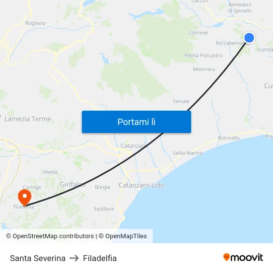 Santa Severina to Filadelfia map