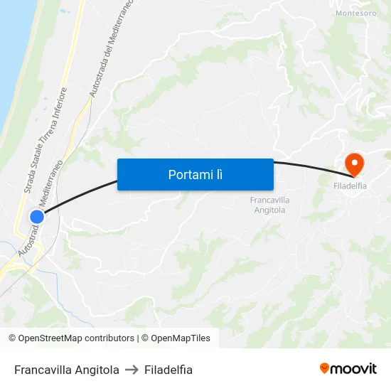 Francavilla Angitola to Filadelfia map