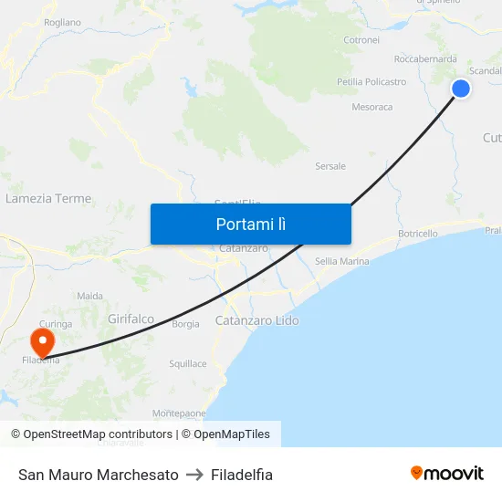 San Mauro Marchesato to Filadelfia map
