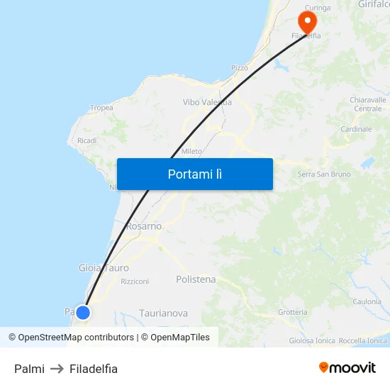Palmi to Filadelfia map