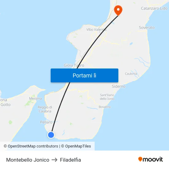 Montebello Jonico to Filadelfia map