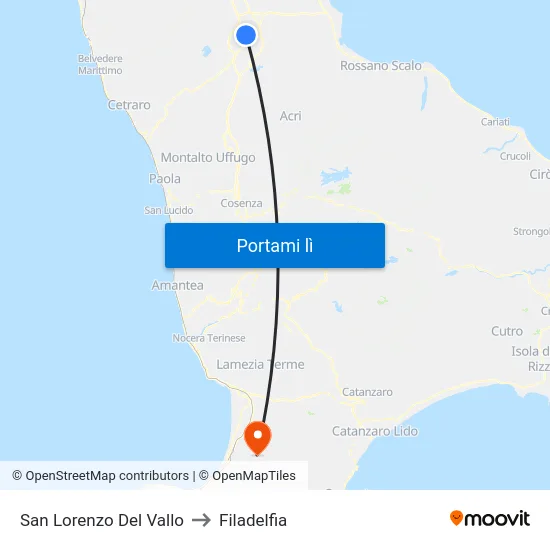 San Lorenzo Del Vallo to Filadelfia map