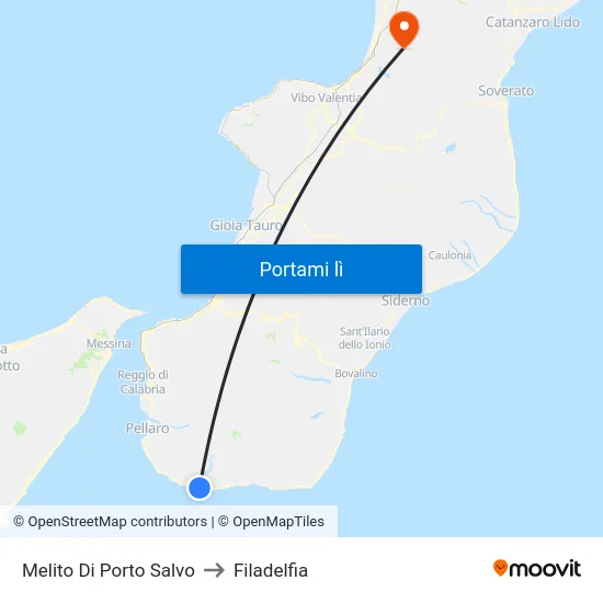 Melito Di Porto Salvo to Filadelfia map