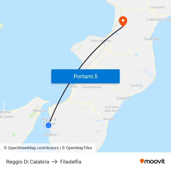 Reggio Di Calabria to Filadelfia map