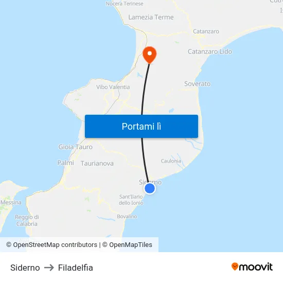 Siderno to Filadelfia map