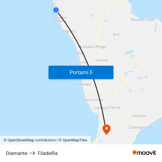 Diamante to Filadelfia map