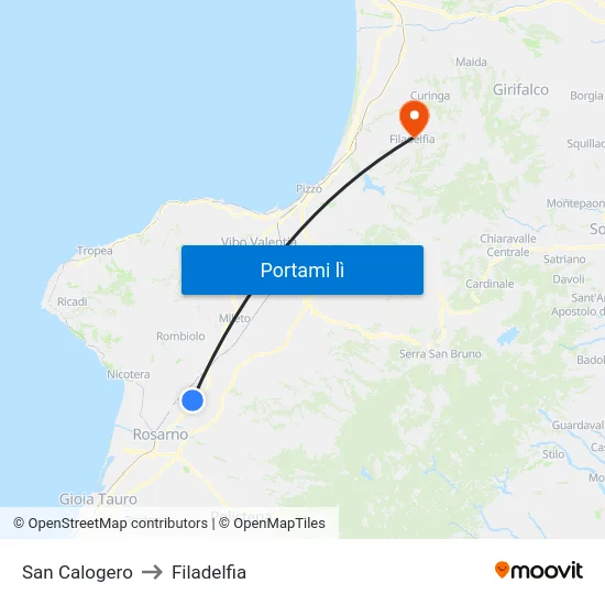 San Calogero to Filadelfia map
