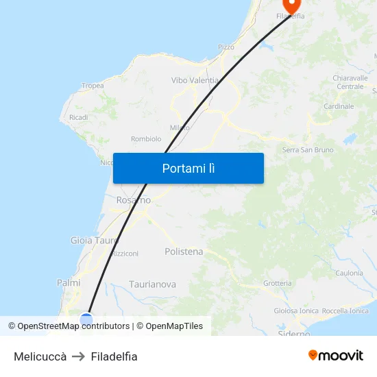 Melicuccà to Filadelfia map