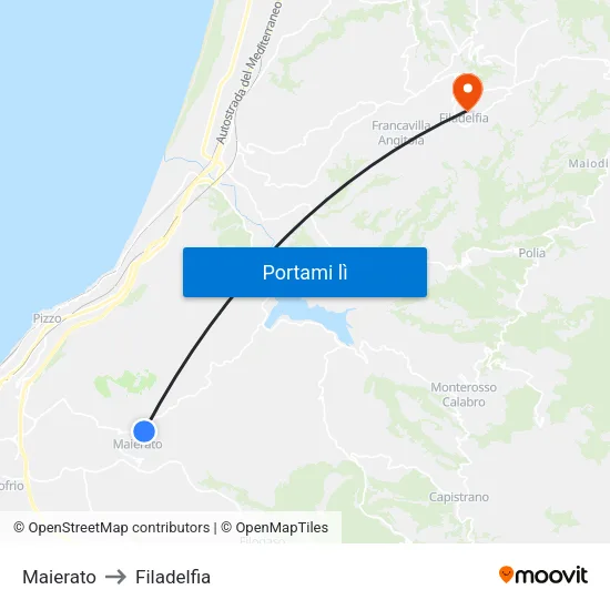 Maierato to Filadelfia map