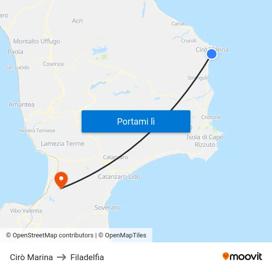 Cirò Marina to Filadelfia map