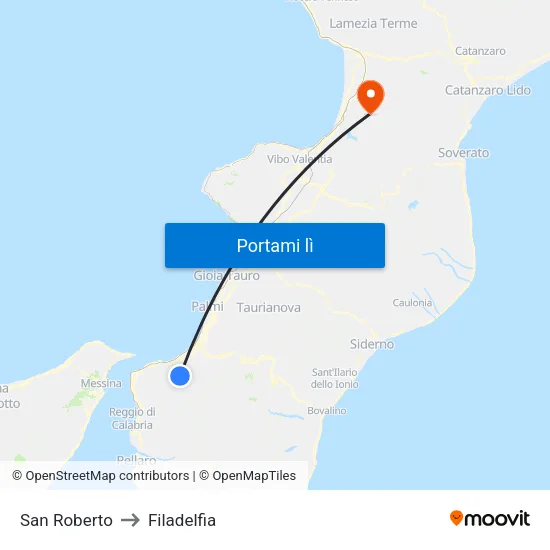 San Roberto to Filadelfia map