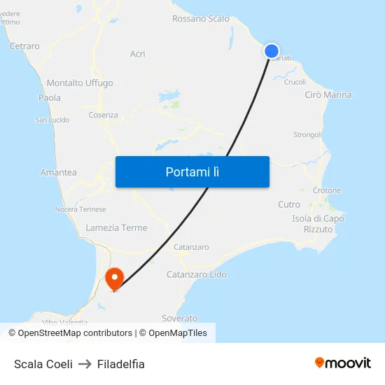Scala Coeli to Filadelfia map