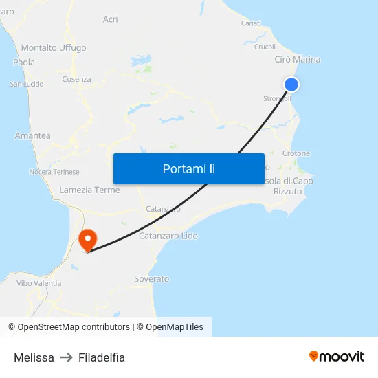 Melissa to Filadelfia map