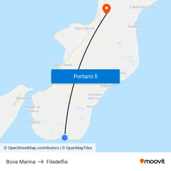 Bova Marina to Filadelfia map