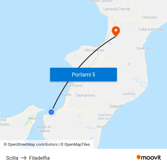 Scilla to Filadelfia map