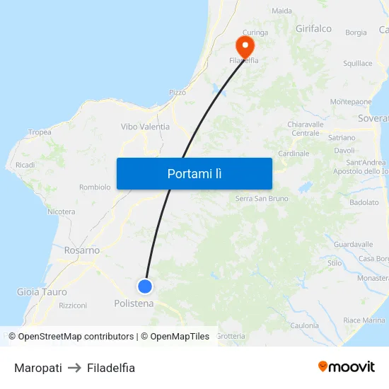 Maropati to Filadelfia map