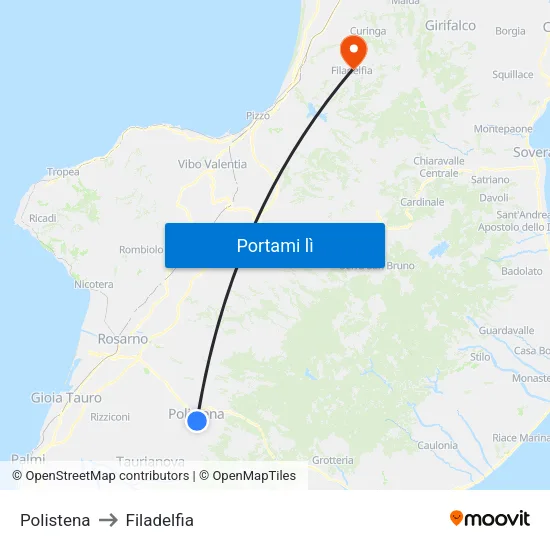 Polistena to Filadelfia map
