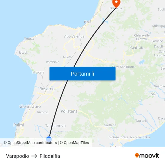 Varapodio to Filadelfia map